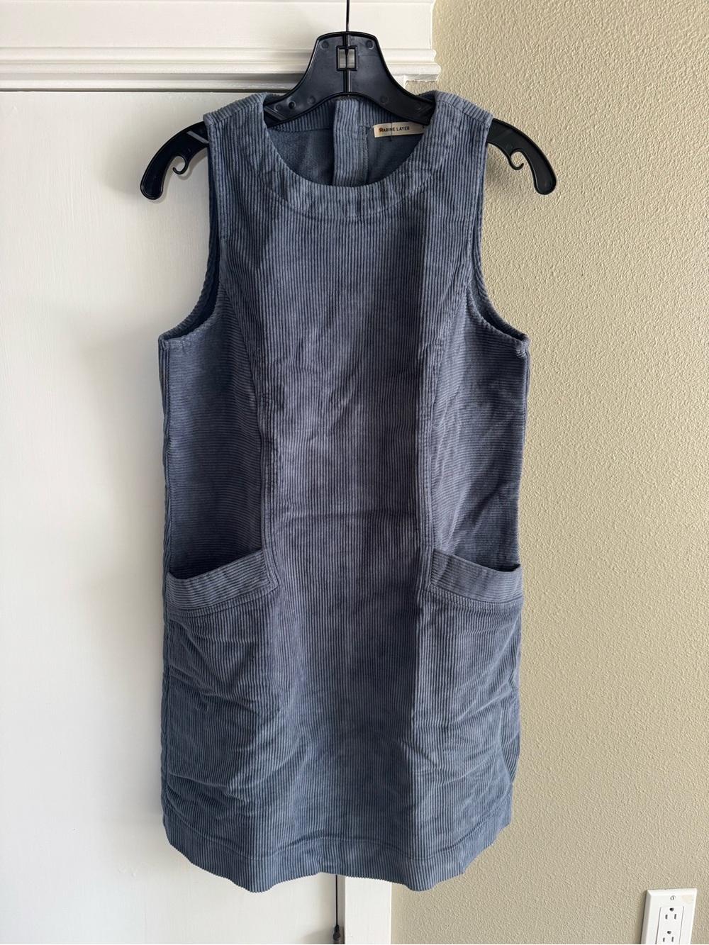 Madewell Slate Blue Corduroy Shift Dress with Pockets